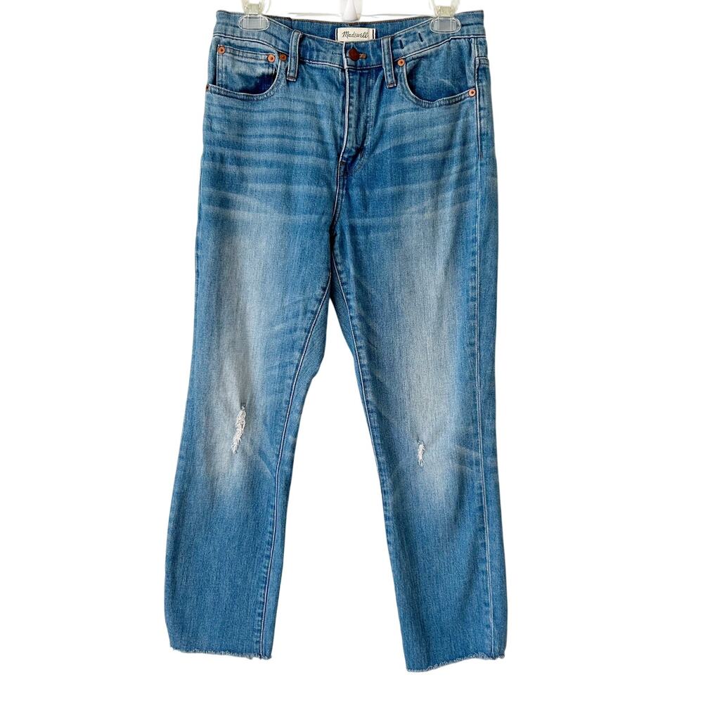 Madewell High-Rise Slim Crop Boy Jeans Size 26 Boyfriend Relaxed Dover Raw Hem